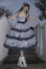 Multi-Color Multi-layer Cumulonimbus Print Ruffle Bowknot Sweet Lolita Jsk Dress - Product - 7