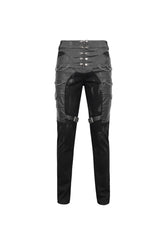 Black Slim Fit Zip Stud Side Chain Eyelet Rock Men's Gothic Trousers - Product - 5