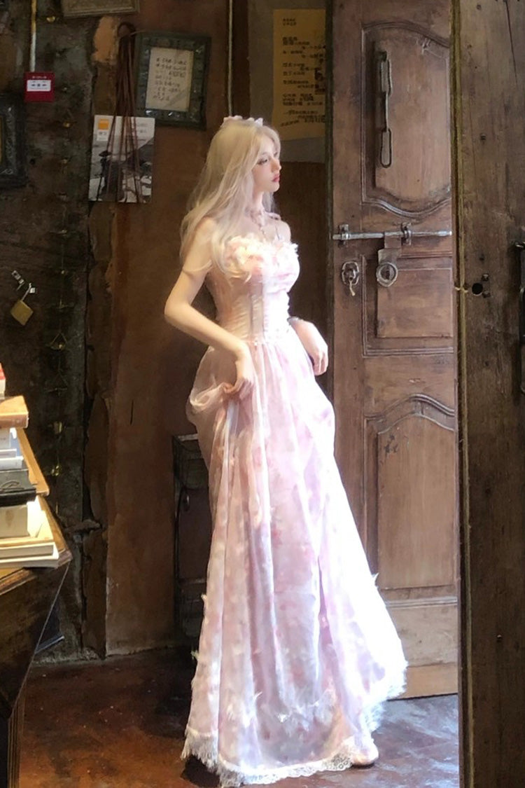 Pink [Sakura Trio] Sleeveless Double-Layered Ruffle Bowknot Lace Sweet Princess Lolita Jsk Dress - Product - 5
