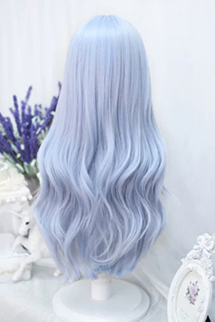 Sky Blue Sweet Lolita Gentle Curly Wig with Straight Bangs - Product - 4