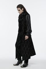 Black Sleeveless Floral Print Lace-Up Men's Gothic Waistcoat - Product - 4