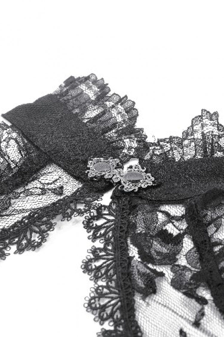 Black Off Shoulder Long Sleeves Sheer Floral Lace Women's Gothic Shrug - Product - 14