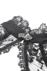 Black Off Shoulder Long Sleeves Sheer Floral Lace Women's Gothic Shrug - Product - 14