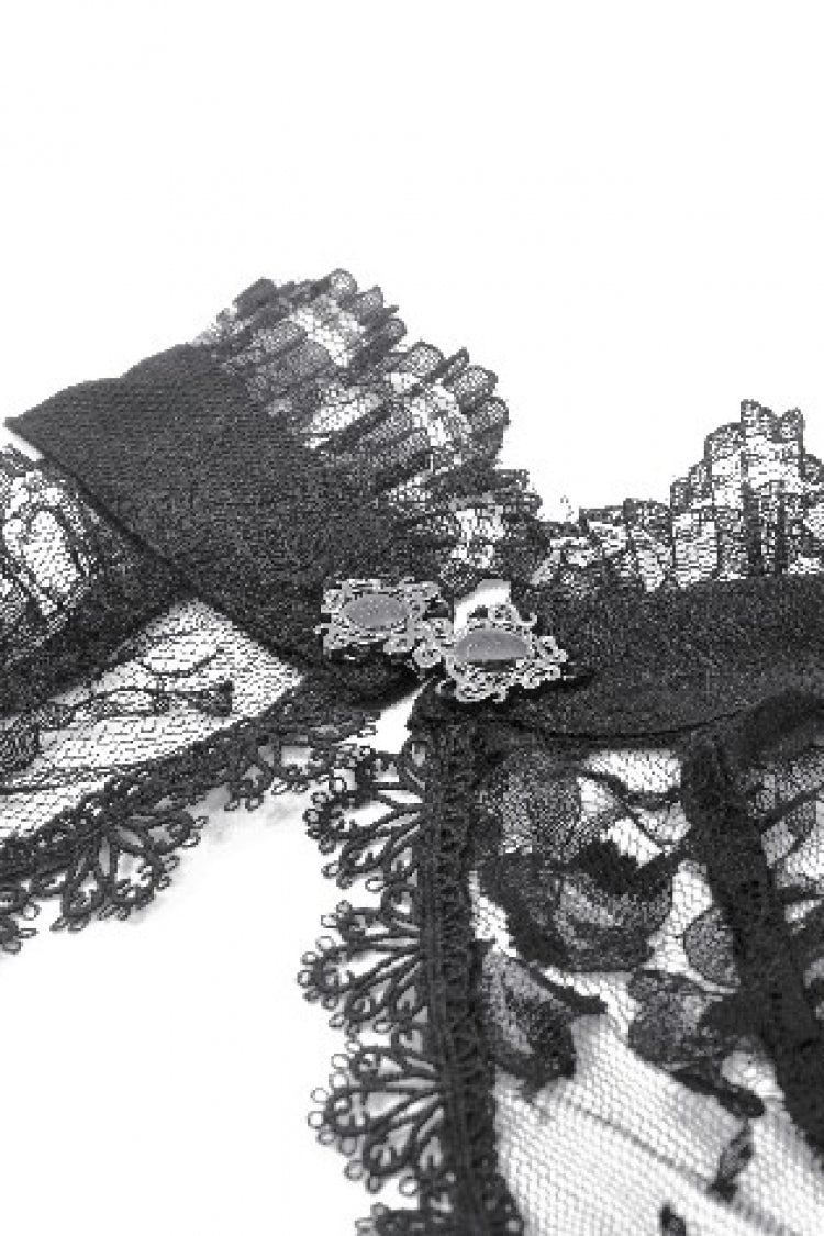 Black Off Shoulder Long Sleeves Sheer Floral Lace Women's Gothic Shrug - Product - 14