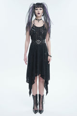 Black Studded Eyelet Women's Gothic Accessory Star Double-layer Faux Leather Belt - Product - 2