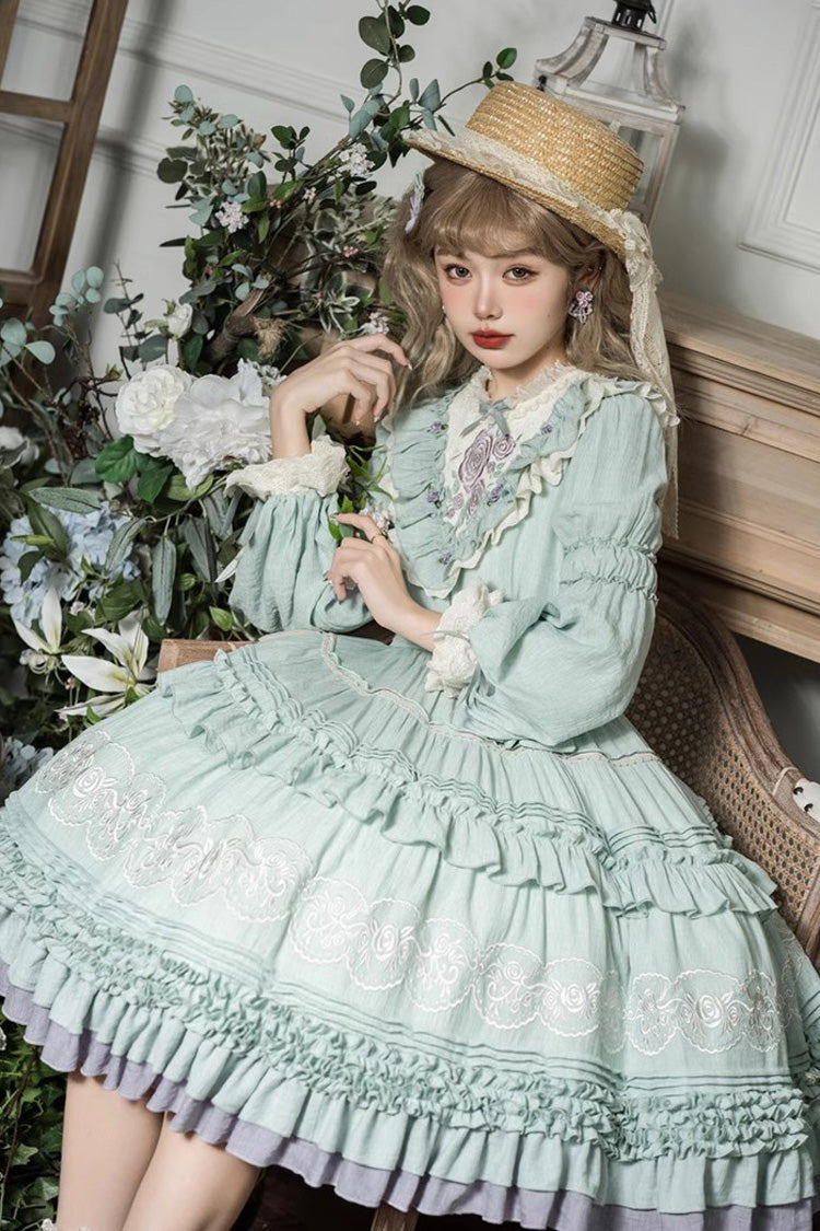 Thorn Rose Long Sleeves Ruffle Bowknot Sweet Princess Lolita Dress 2 Colors - Product - 4