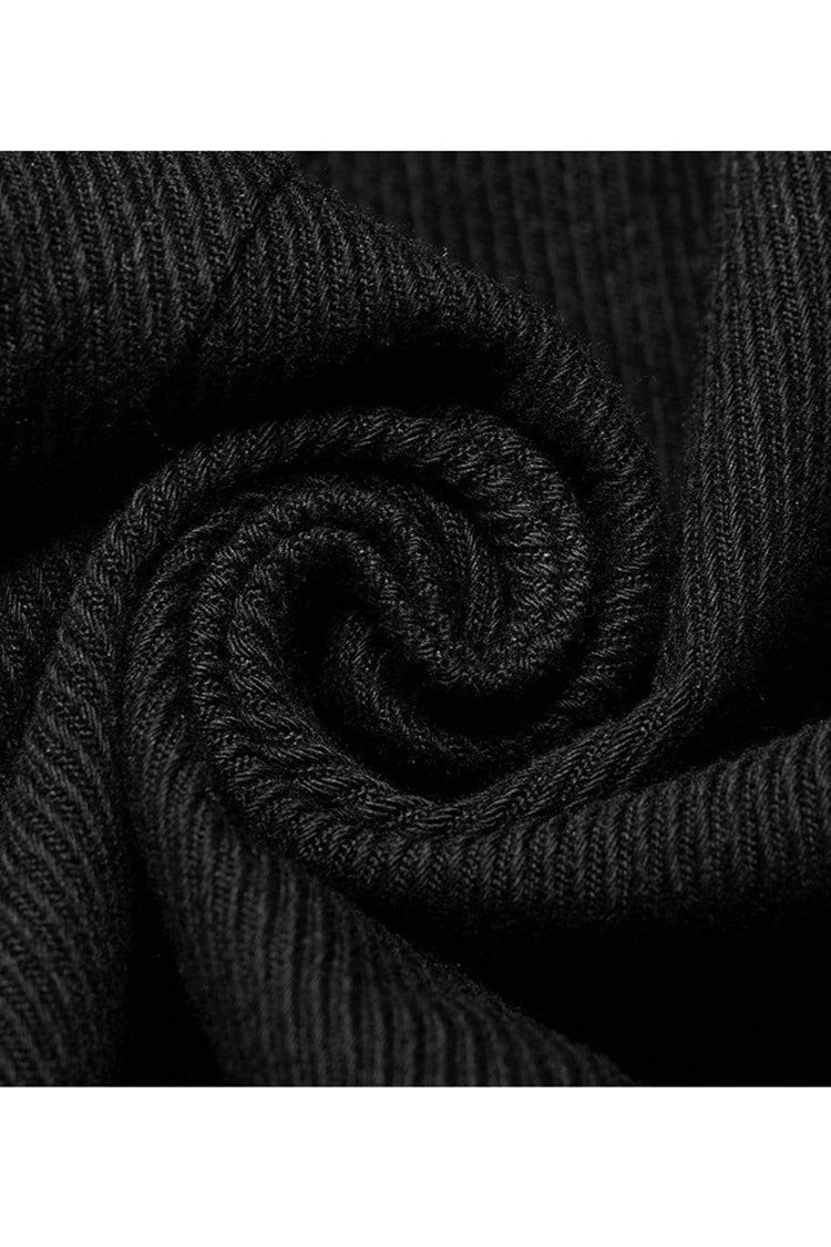Black Punk Elastic Twill Fabric Featured Flap Pocket Metal Accessories Sleeveless Men's Vest - Product - 8