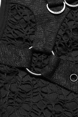 Black Sleeveless Stitching Mesh Buckle Men's Steampunk Vest - Product - 6