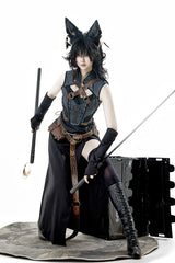 Black/Grey [Phantom of the Night] Sleeveless Lace-Up Fashion Gothic Punk Lolita Dress - Product - 3