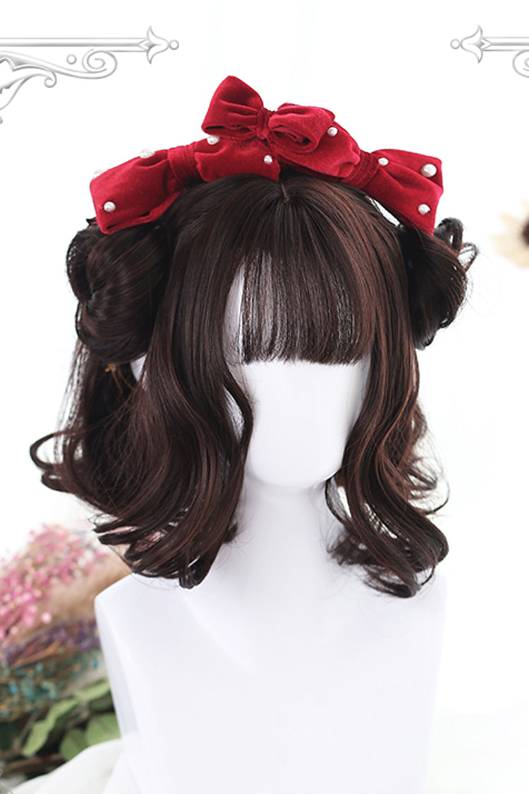 Brown Air Bangs Short Curly Hair Sweet Lolita Wigs - Product - 5