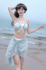 Light Blue Summer Ripples Sweet Lolita Two-piece Swimsuit - Product - 3