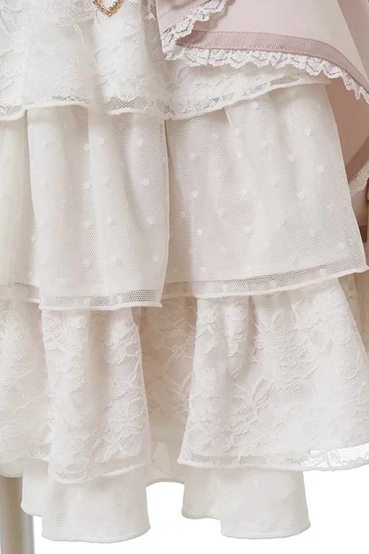 Pink Japanese High Waisted Multi-Layered Lace Sweet Jirai Kei Skirt - Product - 5