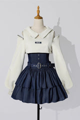 Dark Blue Double Layer Ruffle Sweet Lolita Jsk Dress - Product - 3
