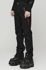 Black Stitching Spider Mesh Ripped Men's Punk Pants - Product - 2