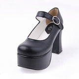 Black PU Round Toe Platform Lolita Shoes - Product - 6