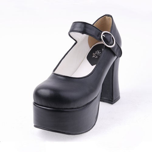 Black PU Round Toe Platform Lolita Shoes - Product - 6