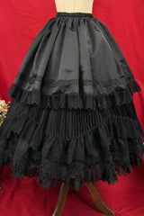 Black [Immortality Taboo] Multi-Layered Ruffled Open-Front Lace Elegant Gorgeous Gothic Lolita Skirt - Product - 11