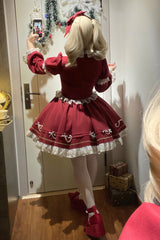 Red [Miss Flando of the New Year] Long Sleeves Ruffled Bow Sweet Lolita Dress - Product - 2