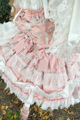 Pink Sleeveless Multi-Layered Ruffle Bowknot Lace Sweet Plus Size Lolita Jsk Dress - Product - 2