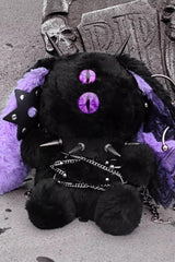 Black/Purple [Demon Bunny One-Eyed Doll] Chain-Decorated Gothic Lolita Crossbody Bag - Product - 5