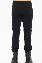 Black Punk Twill Ripped Leg-Bone Bleed Print Men's Pants - Product - 8