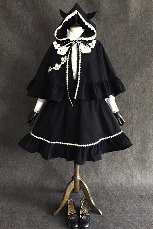 Black Devil Gothic Lolita Suspender Skirt - Black - 1