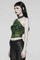Asymmetrical Off Shoulder Sleeveless Print Womens Steampunk Halter Vest 2 Colors - Product - 10