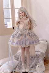 Blue [Moonstone] Sleeveless Ruffle Embroidery Bowknot Lace Fishbone Sweet Princess Lolita Dress - Product - 10