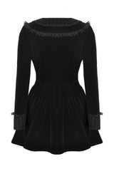 Black Long Sleeves Lace Women's Gothic Velvet Short Dress - Product - 10