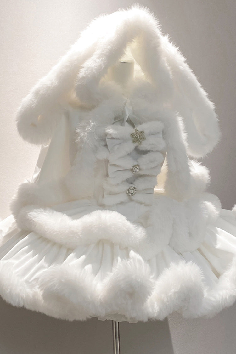 White [Holiday] Double-Layered Bowknot Sweet Princess Lolita Strapless Dress - Product - 14