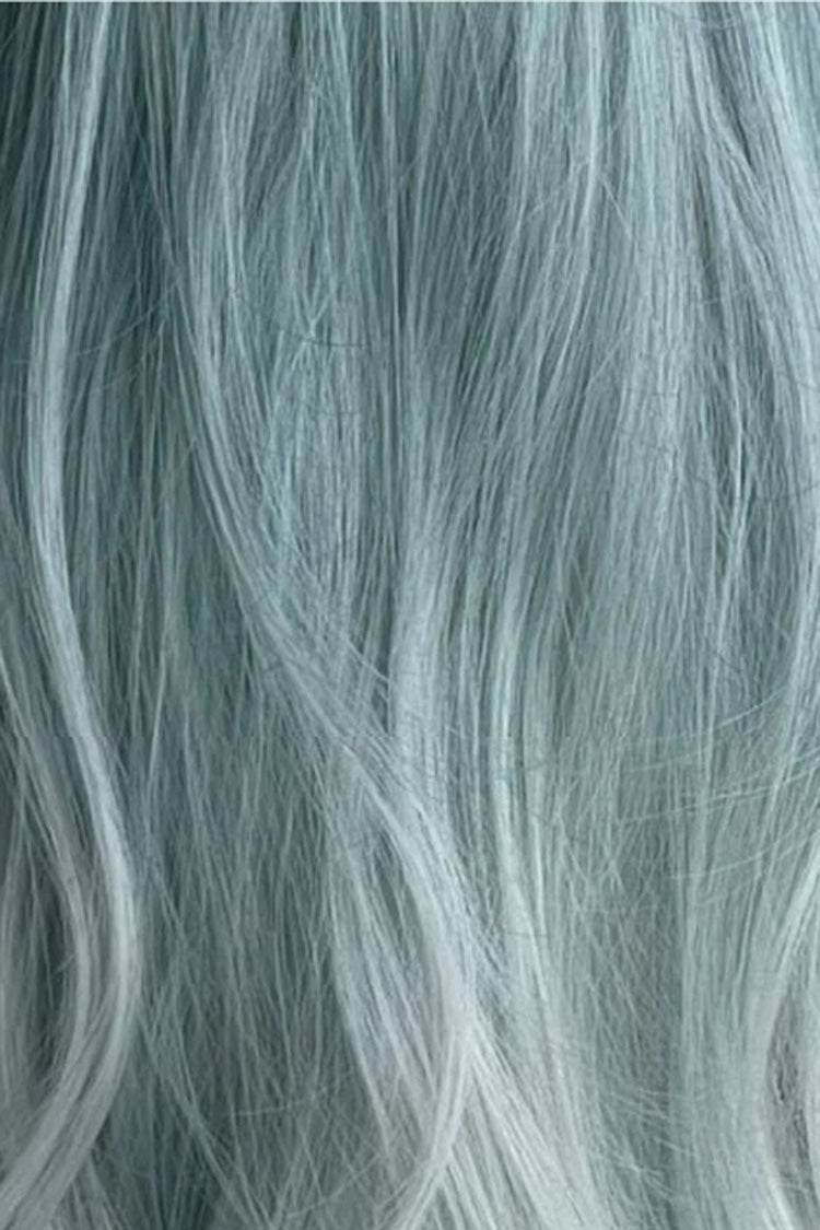 Glacier Blue Ombre Curtain Bangs Long Wavy Sweet Lolita Wig - Product - 3