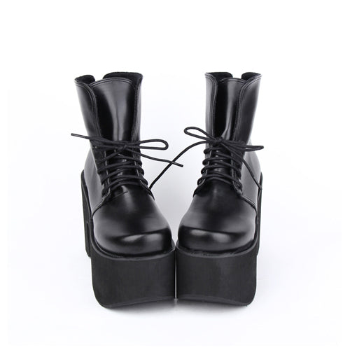 Black Platform Heel Classic Lolita Boots - Product - 3