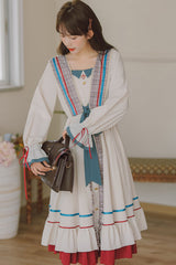 Multi-Color Square Collar Ruffled Long Sleeves Paneled Hem Sweet Lolita OP Dress - Product - 4