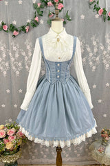 [Dreamlike Realm] Sleeveless Printed Ruffled Embroidered Bustier Elegant Sweet Lolita Jsk Dress 4 Colors - Product - 30