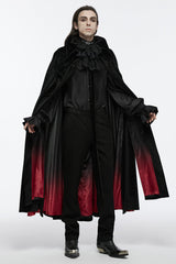 Black/Red Men's Strap Bat Gothic Coat Cloak - Product - 4