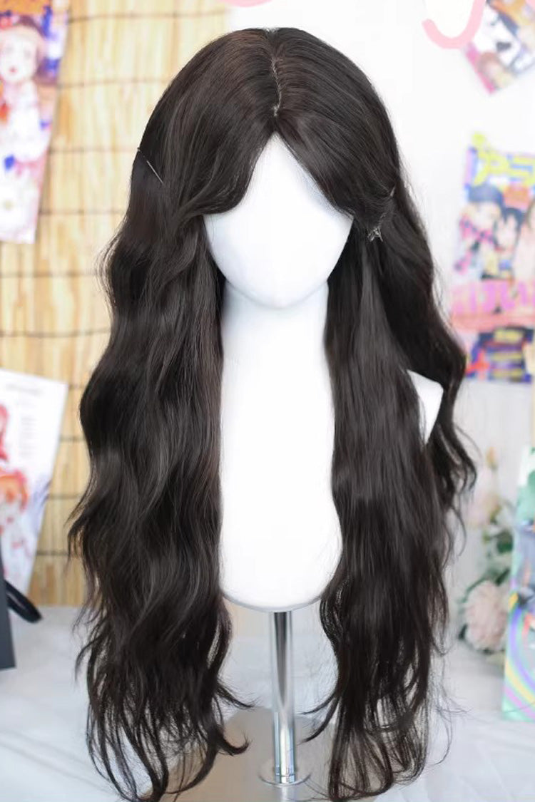Black Daily Middle-Parted Natural Long Curly Sweet Lolita Wig - Black - 1