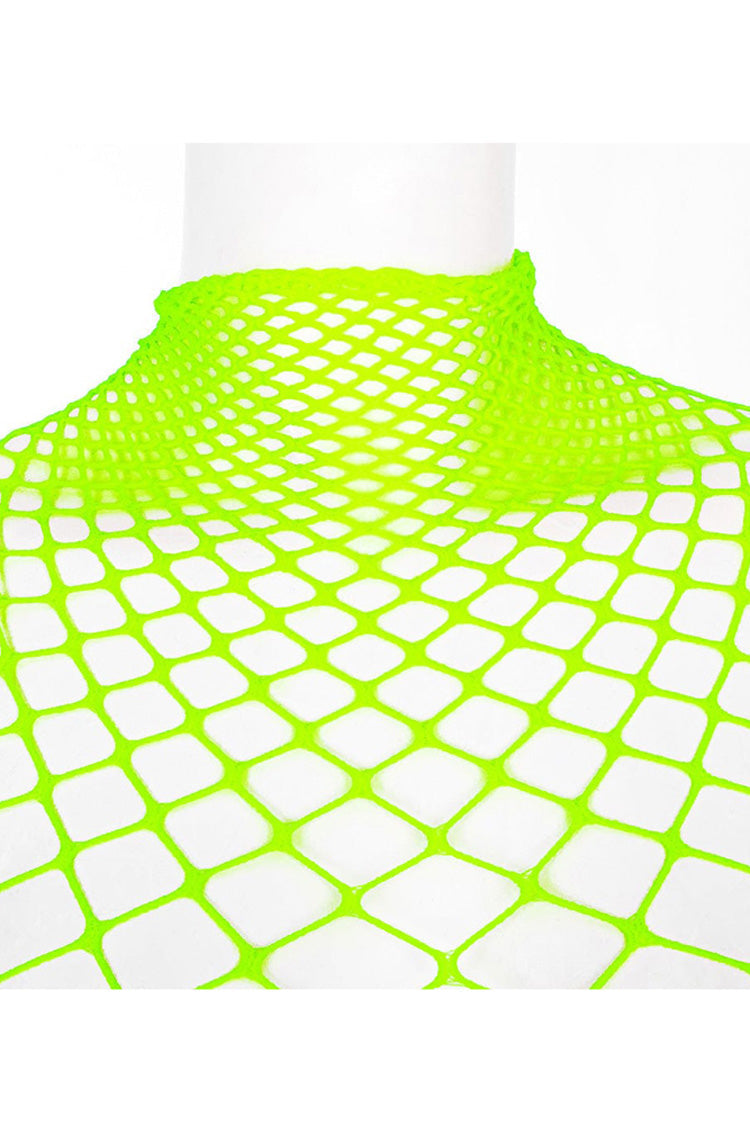 One Piece Long Sleeve Super Stretch Soft Rhombus Mesh Minimalist Women's Punk T-Shirt 2 Colors - Product - 4