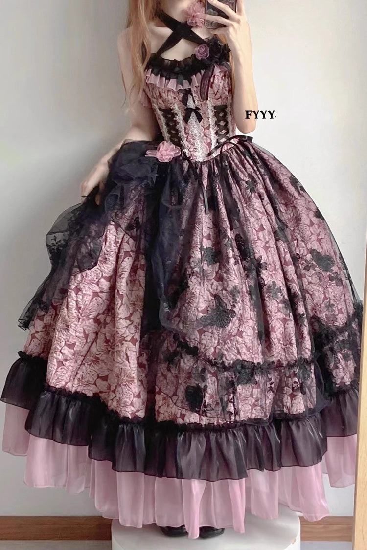 Medea Kiss Halloween Witch Ruffle Hanayome Bowknot Lace Gothic Lolita Jsk Dress 2 Colors - Product - 5