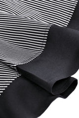 Black/White Lapel Collar Long Puff Sleeves Women's Gothic Striped Preppy Style Dress - Product - 20