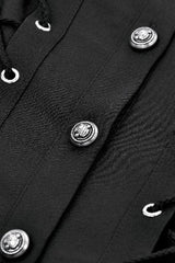 Black Turn-down Collar Short Sleeves Lace-Up Eyelets Women's Punk Blouse - Product - 16