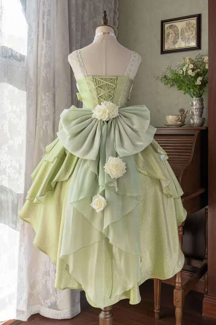 Green [Rose Heart Knot] Ruffle Hanayome Bowknot Sweet Princess Gorgeous Lolita Jsk Dress - Product - 2