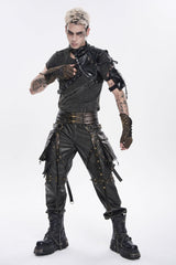 Spliced Irregular Detachable Studded Zippered Men's Punk Handsome Pants  With Big Pockets - Product - 2