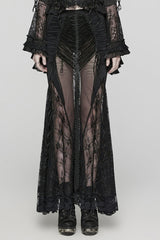 Black Lace Sheer Wrapped Hip Women's Gothic Skirt - Black - 1