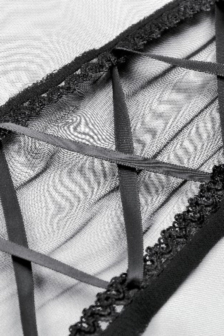 ブラック Vカラー ノースリーブ ティアード フリル Sheer メッシュ レディース パンク ワンピース 商品画像