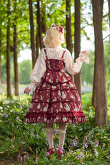 Miss Rabbit Dance Print Multi-layer Ruffle Sweet Elegant Lolita Jsk Dress 4 Colors - Product - 12