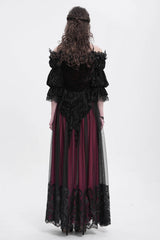 Red Stitching Floral Mesh Women's Gothic Skirt - Product - 8