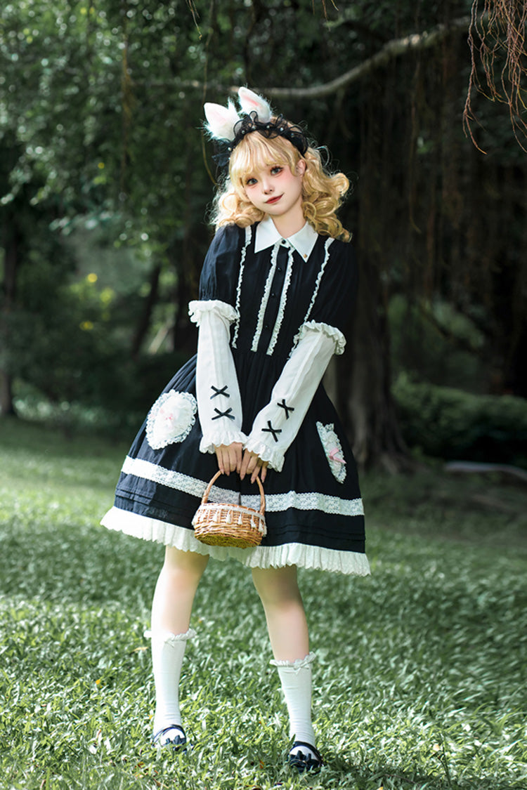 Black Meet Alice Long Sleeves Ruffle Lace Sweet Princess Lolita Jsk Dress - Product - 8
