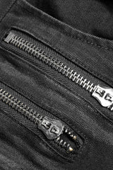 Black Hand-Painted Crafts Stitching Ripped Men's Steampunk Jeans Pants - Product - 8