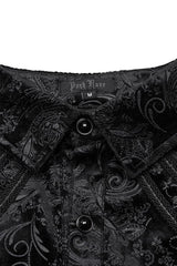 Black Long Sleeves Dark Pattern Print Webbing Decoration Mens Gothic Blouse - Product - 8
