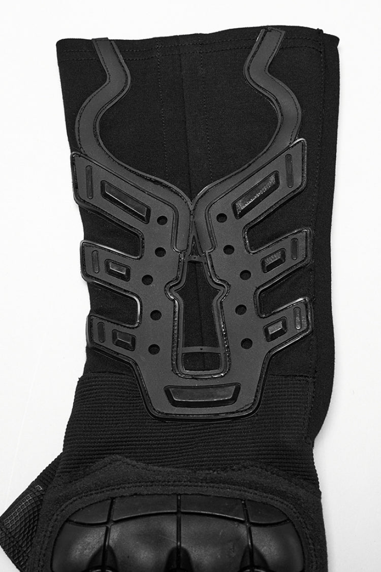 Black Men's Punk Cool Rubber Patched Half-finger Gloves - Product - 7